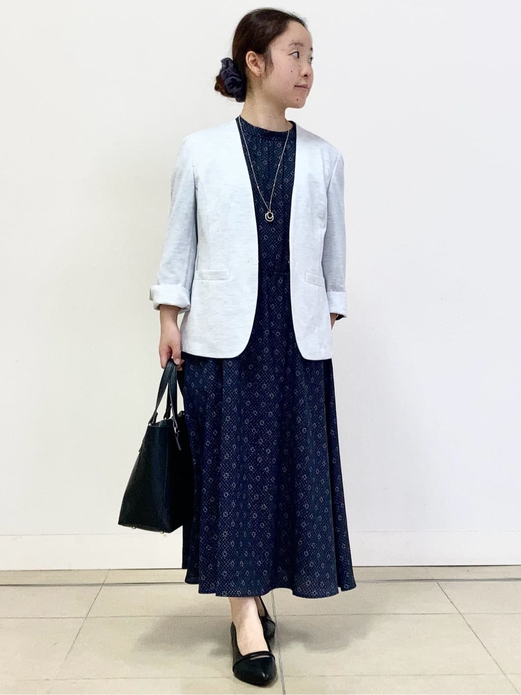 tomominさんの「Reflect｜【きちんと見え／通勤／セレモニーにおすすめ◎】ドット&times;ダイヤ柄ワンピース」を使ったコーディネート