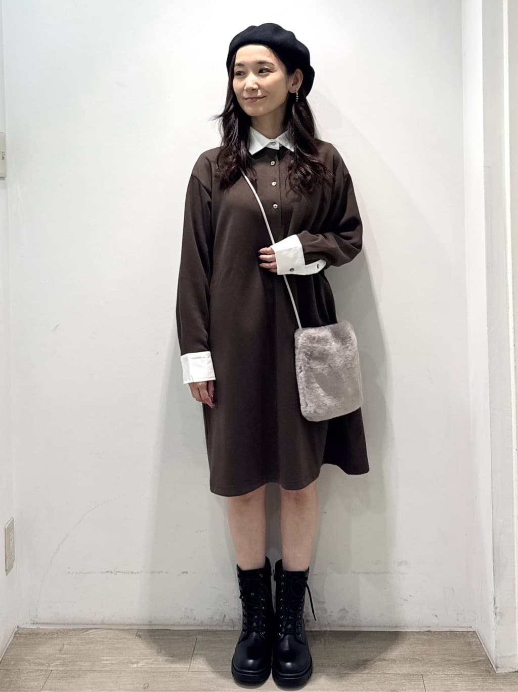 yuicciさんの「OPAQUE.CLIP｜ポロ衿配色ミニワンピース【洗濯機OK】」を使ったコーディネート