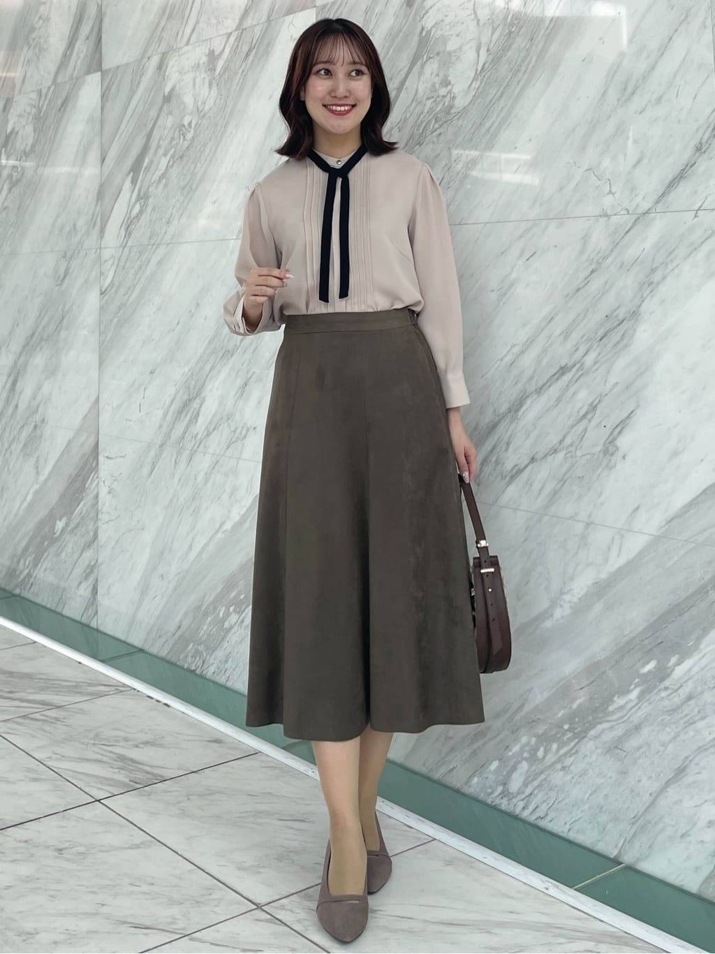 yukariさんの「Reflect｜【配色ボウタイ付き】八分袖ジョーゼットブラウス」を使ったコーディネート