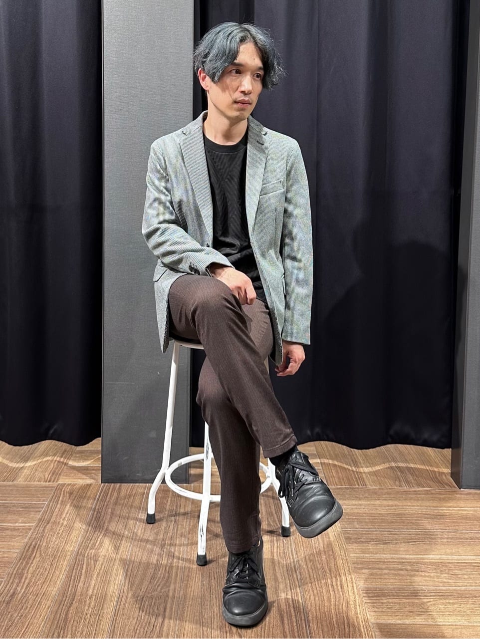 tomoyaさんの「THE SHOP TK｜ツイードライクジャージジャケット【セットアップ可／洗濯機OK】」を使ったコーディネート
