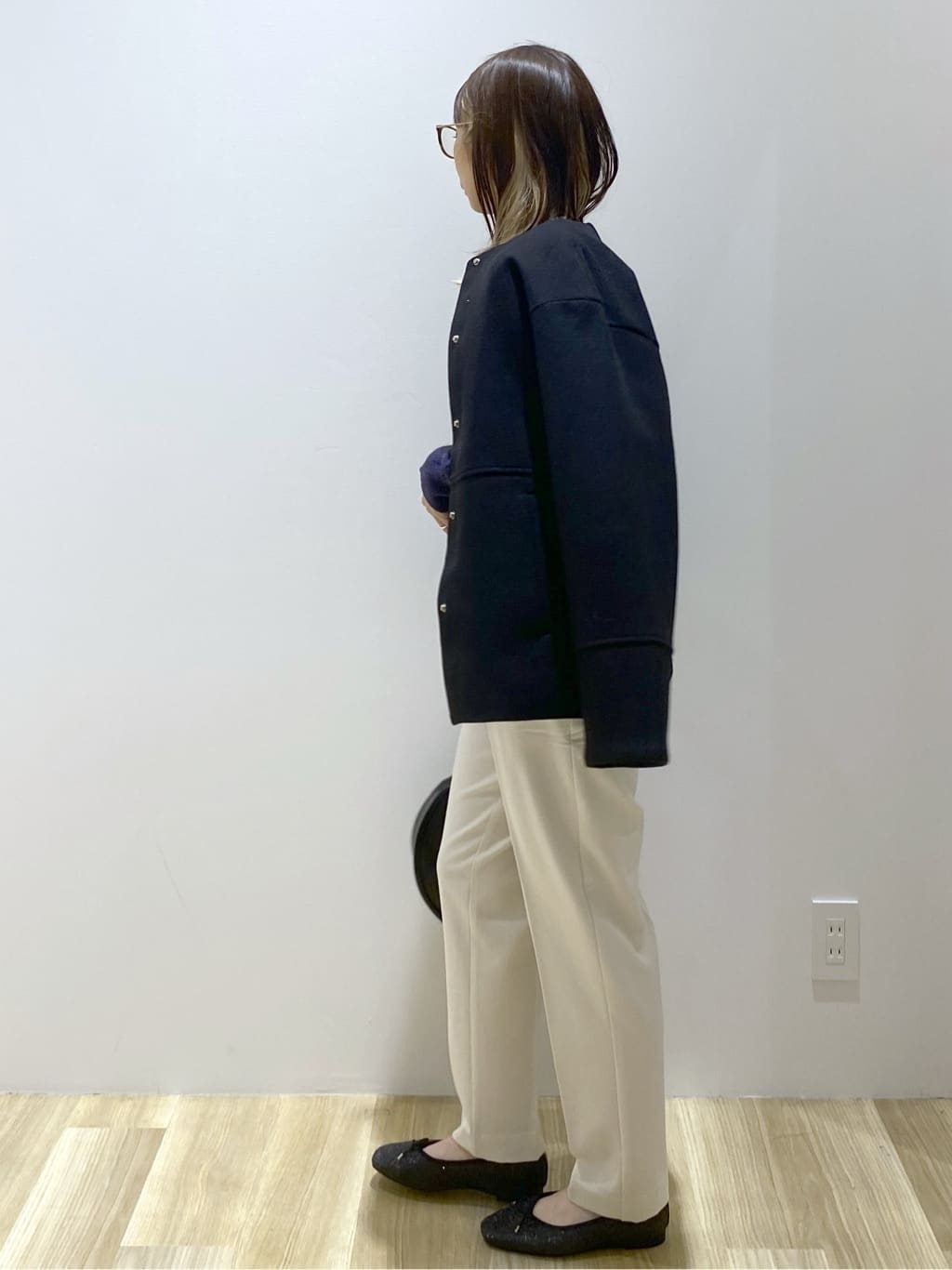 えりさんの「OPAQUE.CLIP｜ウールライクメルトンノーカラーコート【洗濯機洗い可】」を使ったコーディネート