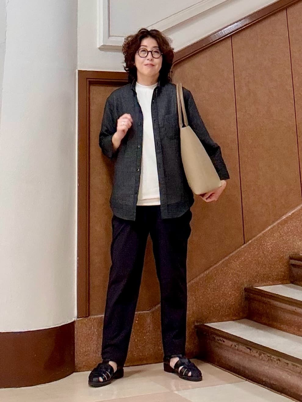 のぐみさんの「TAKEO KIKUCHI｜【COOL CITY WEAR】テーラードTシャツ /接触冷感」を使ったコーディネート