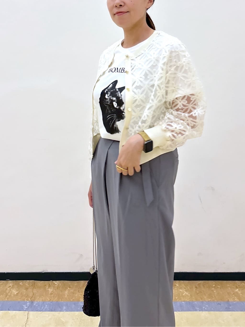 akariさんの「index｜ラップストレートパンツ【接触冷感／抗ピル／洗濯機洗い可／イージーアイロン】」を使ったコーディネート