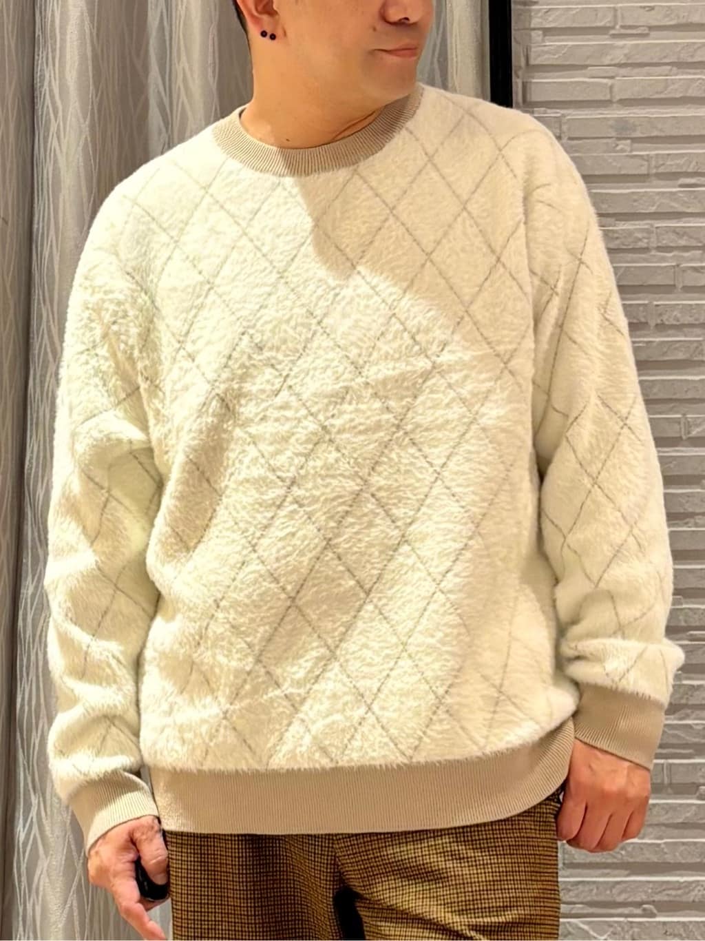 Pーyamaさんの「THE SHOP TK｜【ふんわり心地いい肌触り】　ダイヤ柄シャギーニット」を使ったコーディネート