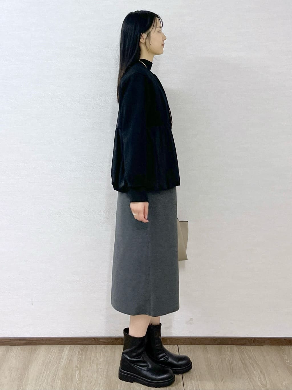 sachikoさんの「OPAQUE.CLIP｜ウールライクペプラムドッキングアウター【洗濯機洗い可】」を使ったコーディネート