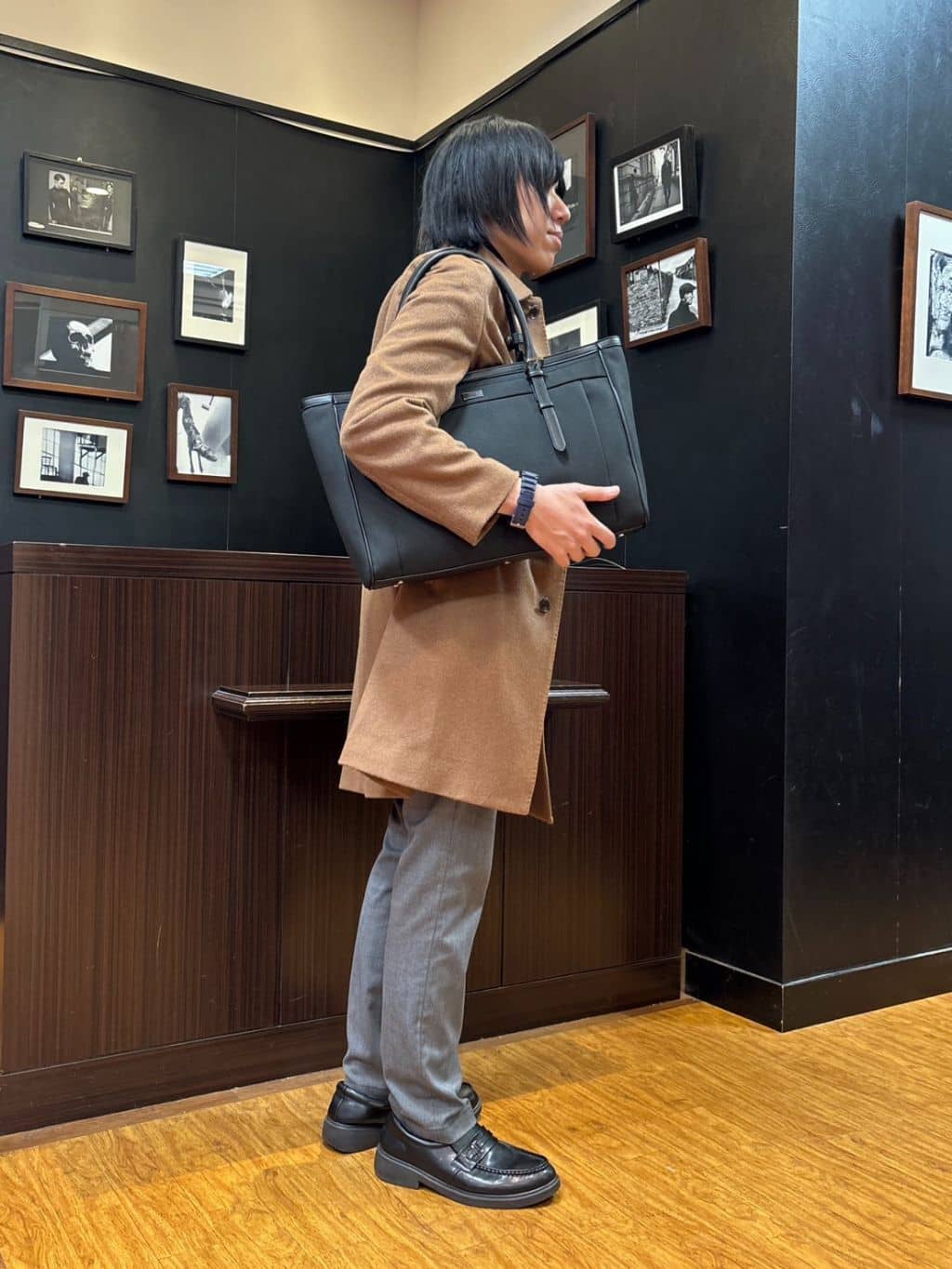 moritaさんの「TAKEO KIKUCHI｜カシミヤブレンド ビーバー調ステンカラーコート」を使ったコーディネート