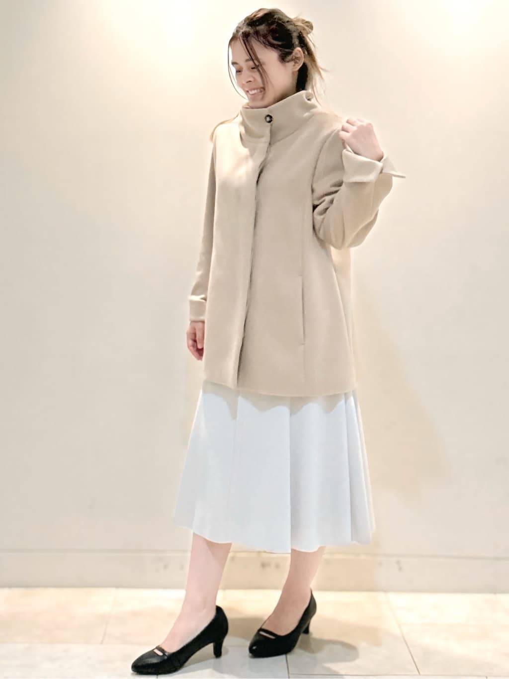 S&auml;K&iuml;さんの「Reflect｜【秋映え◎】Vネック&times;メッシュスリーブニット」を使ったコーディネート