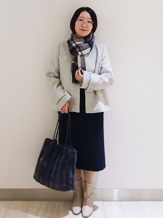 KaHoさんの「index｜ラメガーター編みボートネックニット【洗濯機OK】《8col／XS～LL》」を使ったコーディネート