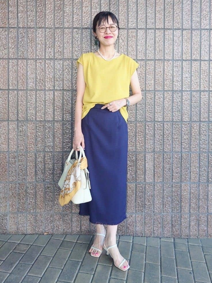 MUTSUKOさんの「UNTITLED｜【ジャージ素材】インナードッキングシアーカットソー」を使ったコーディネート
