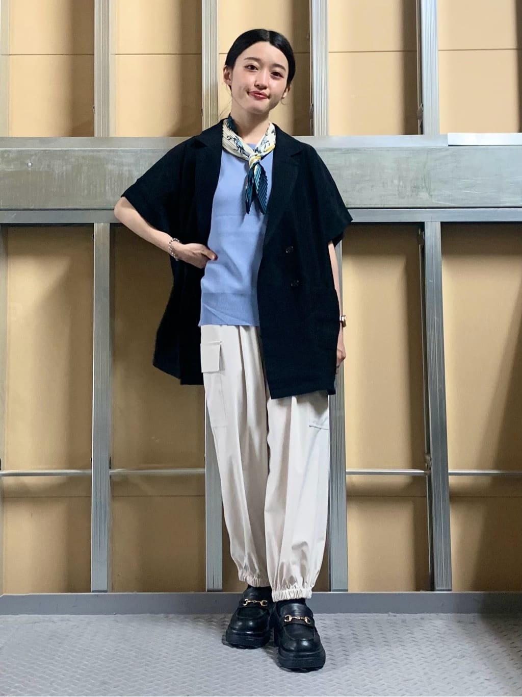 sahoさんの「THE SHOP TK｜さらさらフレアスリーブサマーニット【毛玉になりにくい/UV/洗濯機OK】」を使ったコーディネート