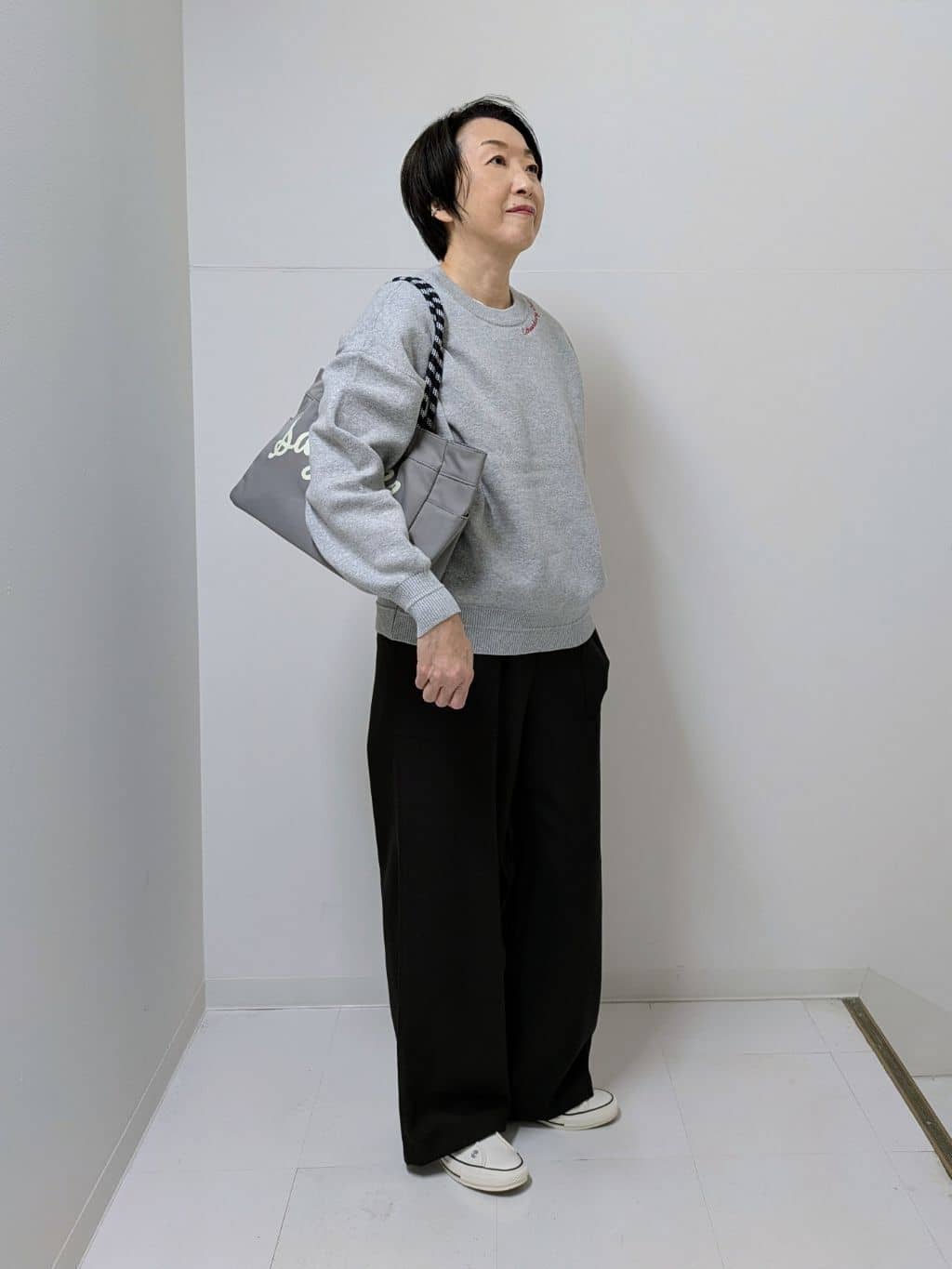 Asaさんの「Dessin｜【洗える】刺繍入りジャカードニット」を使ったコーディネート