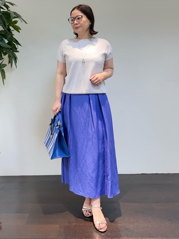 Asamiさんの「UNTITLED｜【手洗い可】マルチストライプニットバッグ」を使ったコーディネート