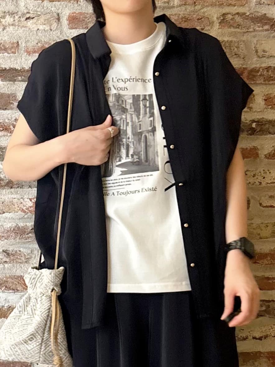 しばさんの「THE SHOP TK｜コットンライクブラウス【接触冷感/洗濯機OK/UV/セットアップ可】」を使ったコーディネート