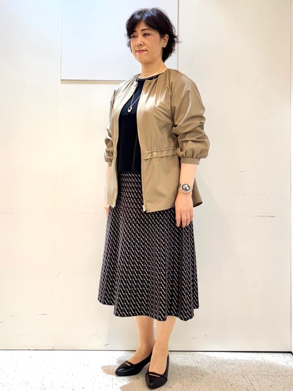 ヤスコさんの「Reflect｜【パンツにもスカートにも合わせやすい◎】ライティブルゾン」を使ったコーディネート