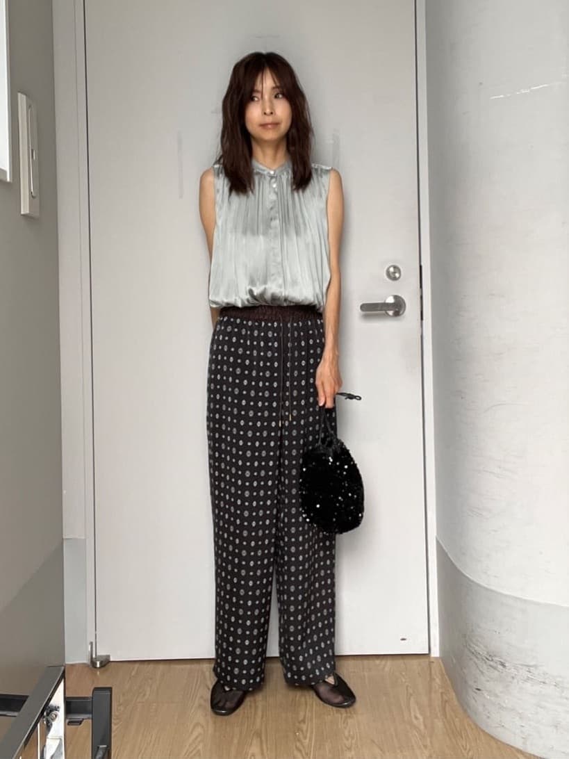misaさんの「DRESSTERIOR｜スパンコール2WAY巾着バッグ」を使ったコーディネート