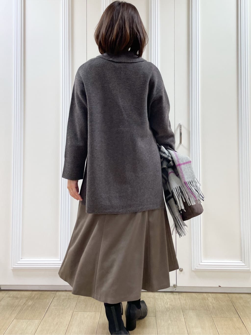 めいさんの「Reflect｜【選べる8色／スカートにもパンツにも◎】ウール混ボートネックニット」を使ったコーディネート
