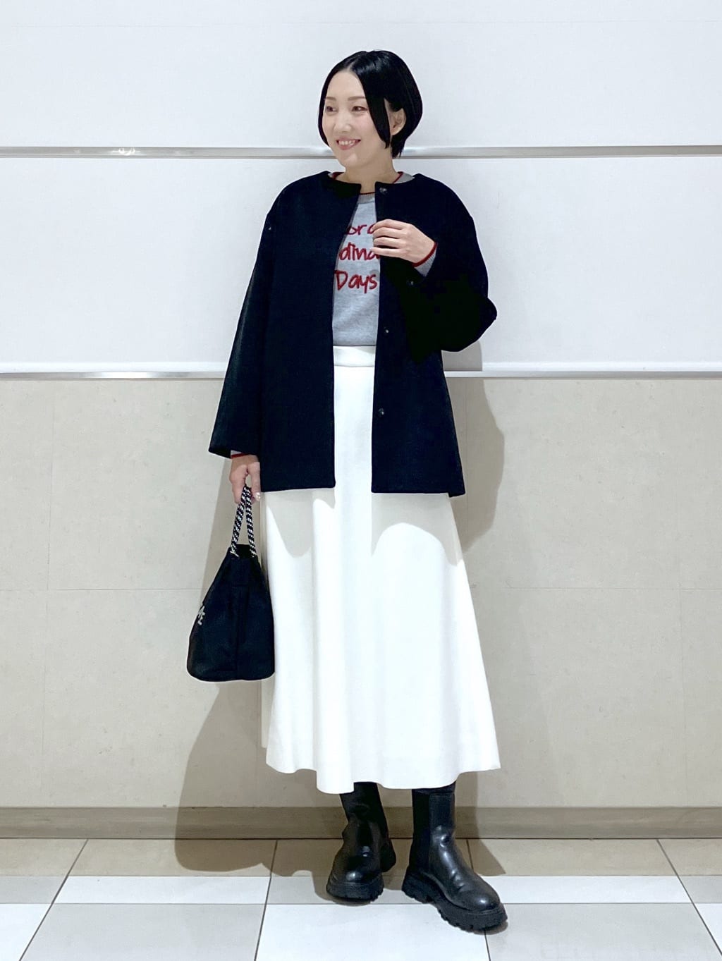 eriko さんの「Dessin｜ウール混クルーネックコート」を使ったコーディネート