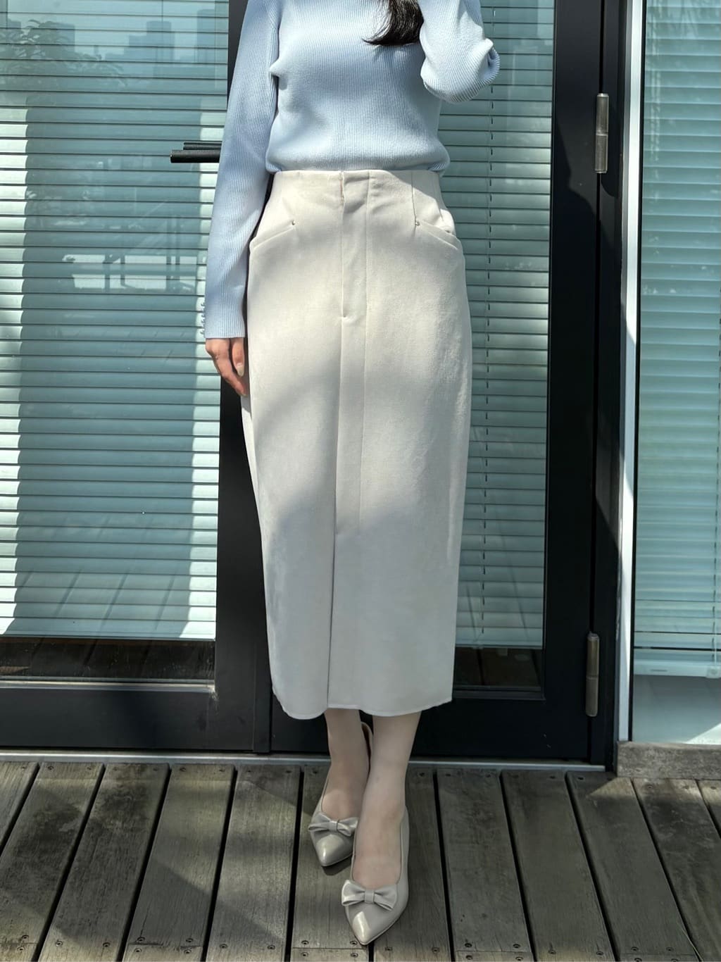 AOIさんの「Couture brooch｜【多機能・フェミニン】パール調リブニット」を使ったコーディネート