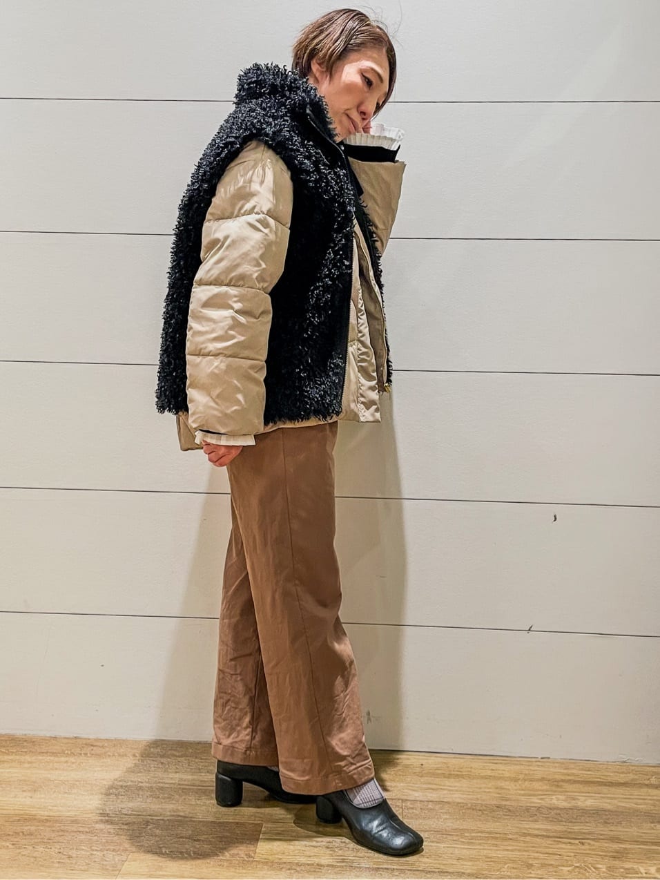 Ryoさんの「THE SHOP TK｜プラスするだけでこなれ見え ボアベスト」を使ったコーディネート