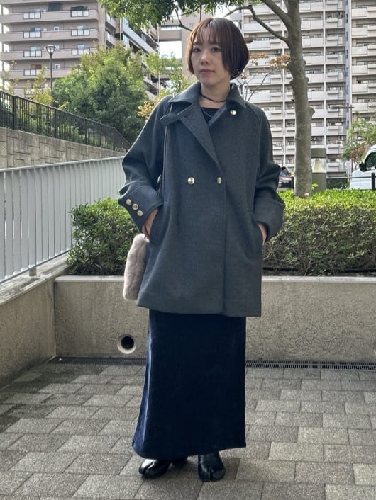 ga_riさんの「THE SHOP TK｜クラシカルな装い ウールライクスタンドカラーコート」を使ったコーディネート