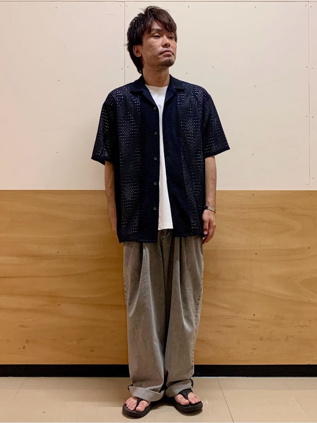 MATUさんの「THE SHOP TK｜ダイヤ柄プリント半袖シャツ【洗濯機OK/オーバーサイズ】」を使ったコーディネート