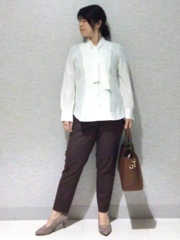 sakoさんの「Reflect｜【レイヤードに◎】ボウタイブラウス」を使ったコーディネート