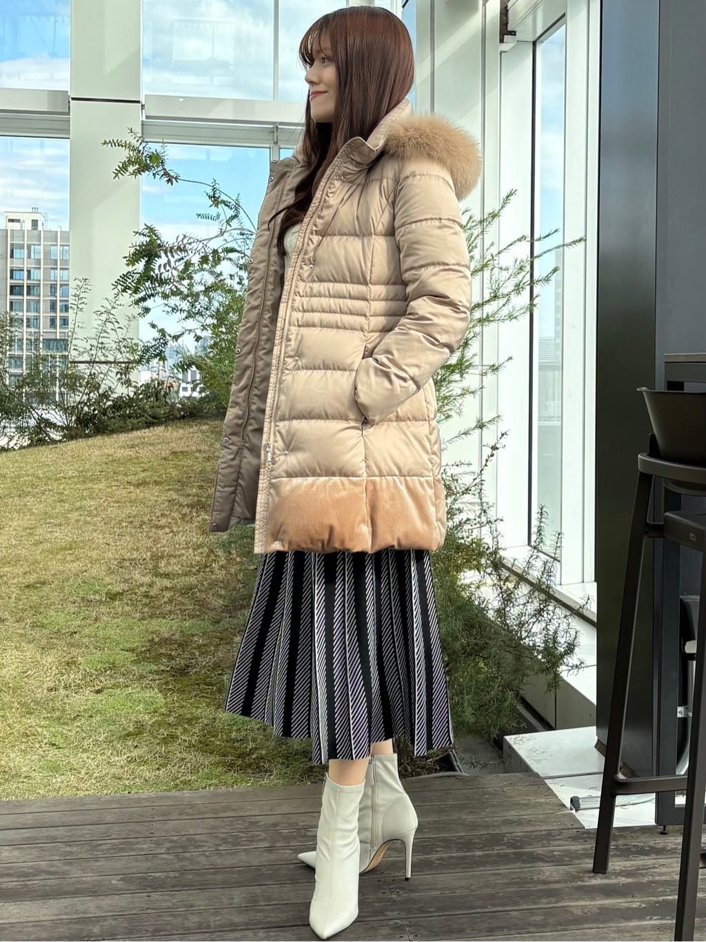 sayaさんの「COUP DE CHANCE｜【ミディ丈】ベルト付ダウンコート」を使ったコーディネート