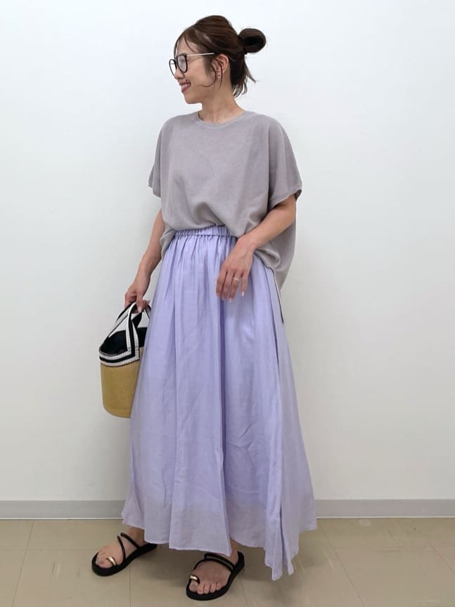Akiさんの「OPAQUE.CLIP｜《5色展開／S-LLサイズ》リラクシーメッシュニット【洗濯機洗い可】」を使ったコーディネート