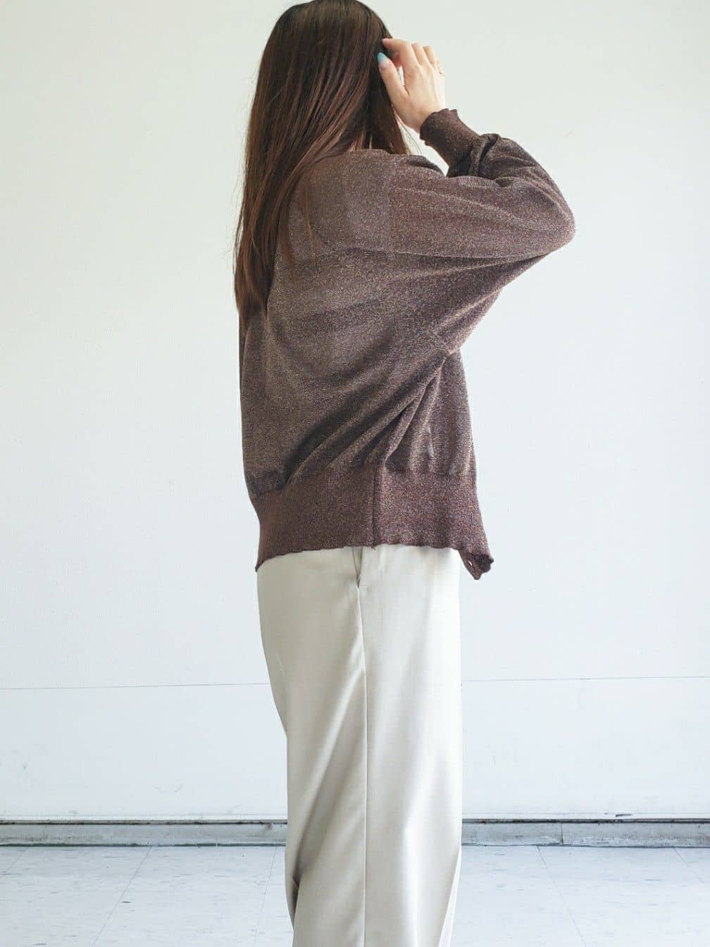 Riaさんの「index｜シアーラメドルマンショートカーディガン【洗濯機洗い可】」を使ったコーディネート