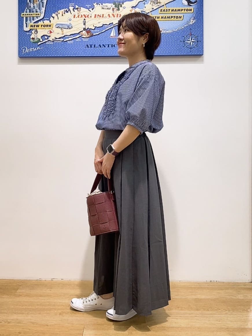 Hamaさんの「Dessin｜【洗える】フリルバンドカラー五分袖ブラウス」を使ったコーディネート