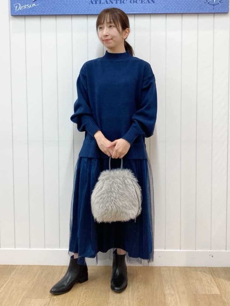 yoshiさんの「Dessin｜【洗える】ニットチュールドッキングワンピース」を使ったコーディネート