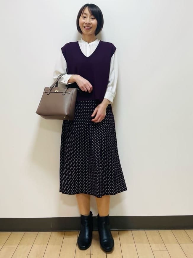 Riiさんの「Reflect｜【配色ボウタイ付き】八分袖ジョーゼットブラウス」を使ったコーディネート