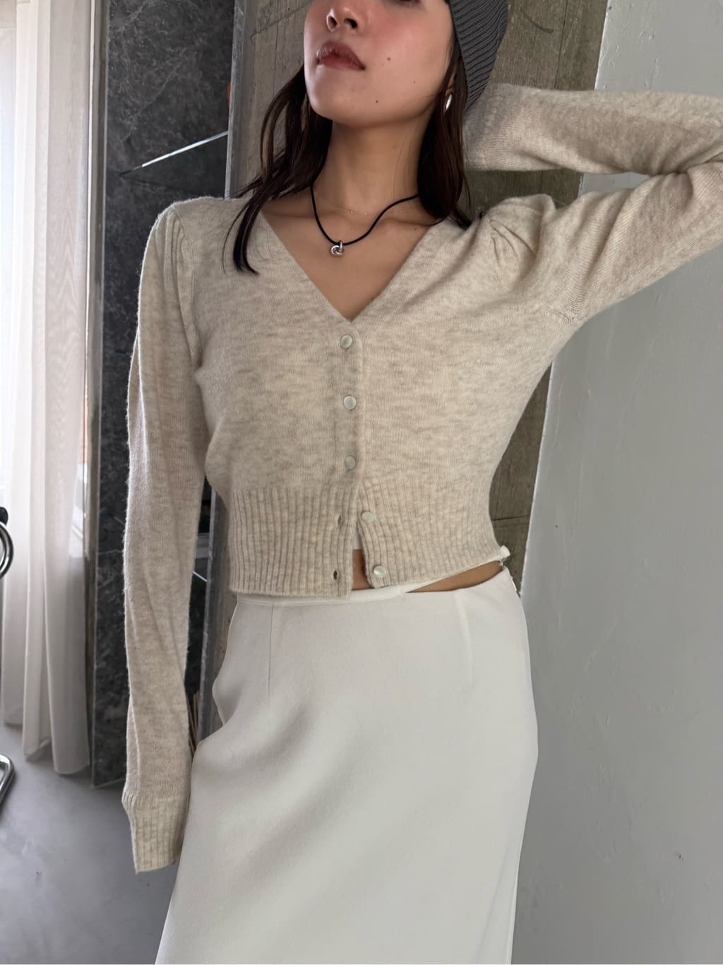 miyu maesakaさんの「CODE A｜M cloudy puff cardigan」を使ったコーディネート