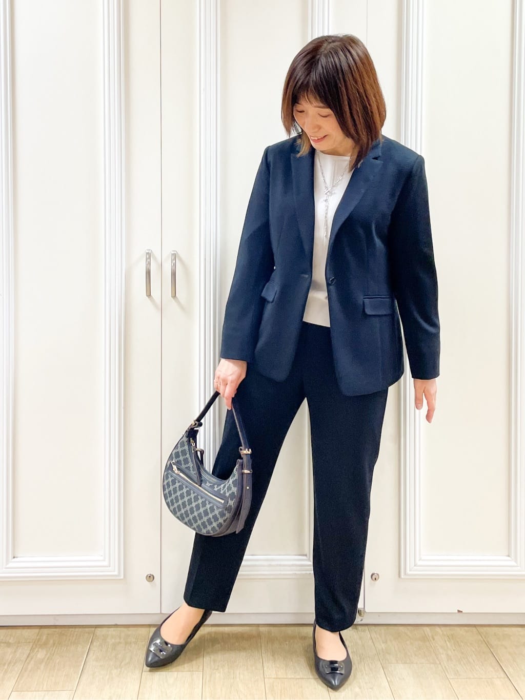 めいさんの「Reflect｜【選べる6色／長く着られる◎】ボートネックニット」を使ったコーディネート