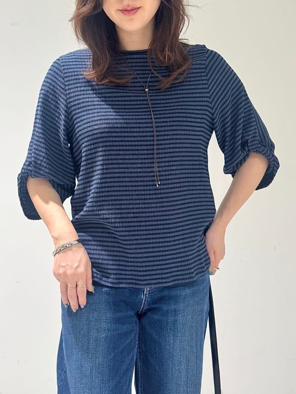 そんさんの「INDIVI｜【UVケア／吸汗速乾】凹凸素材ねじり袖トップス」を使ったコーディネート