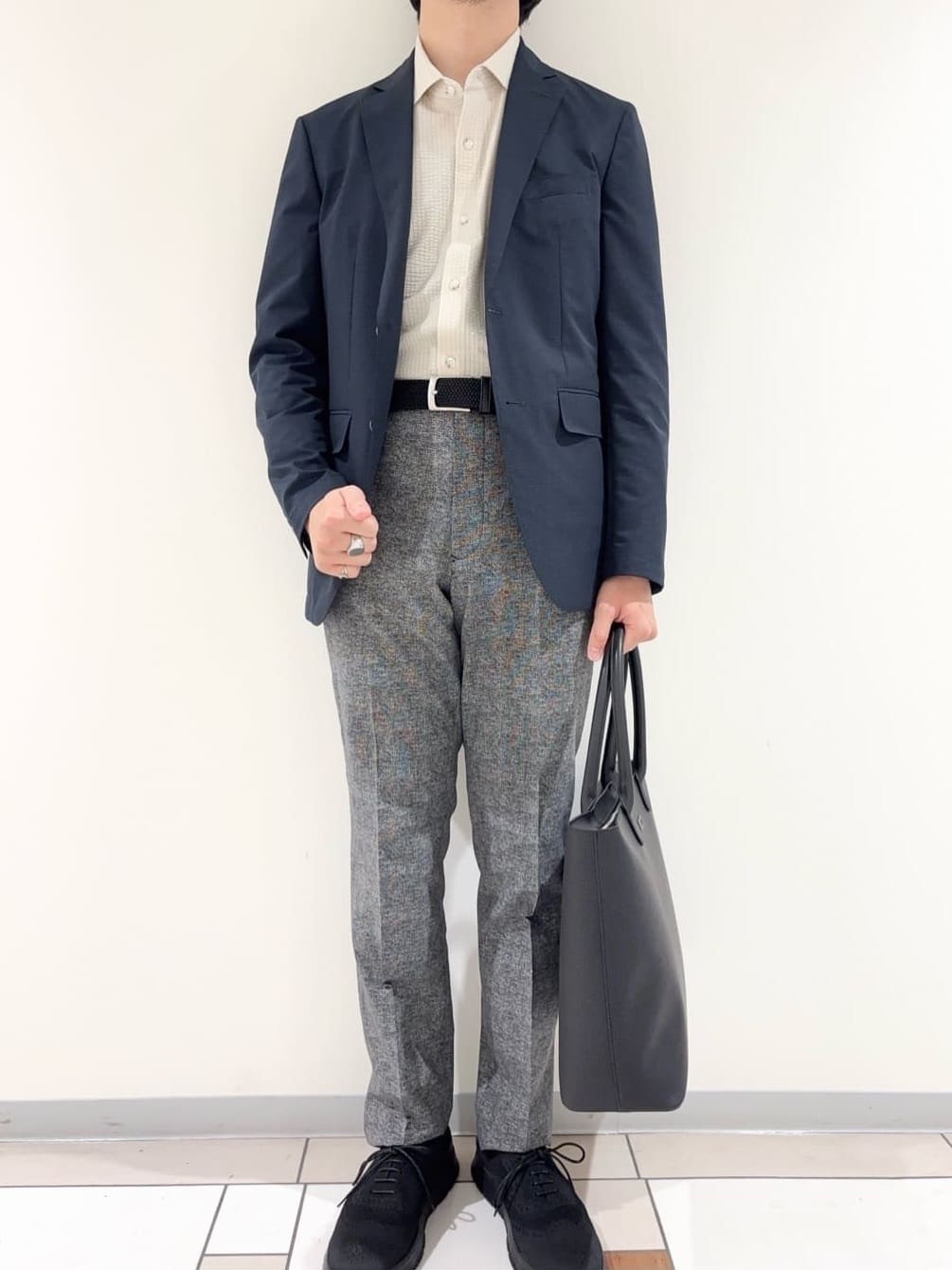 及川さんの「TAKEO KIKUCHI｜【抗菌防臭】COOL DOTS（R）ドビープリント ジャケット」を使ったコーディネート