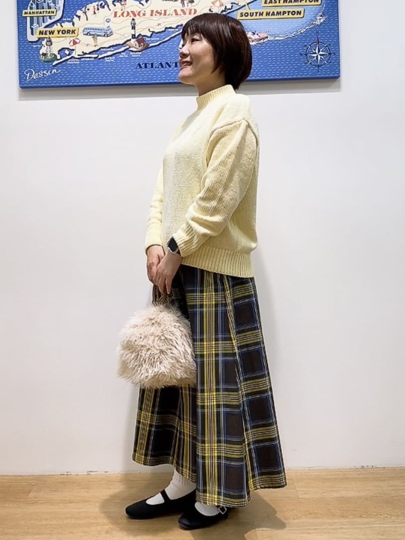Hamaさんの「Dessin｜【洗える】ハイネックベロアモールニット」を使ったコーディネート