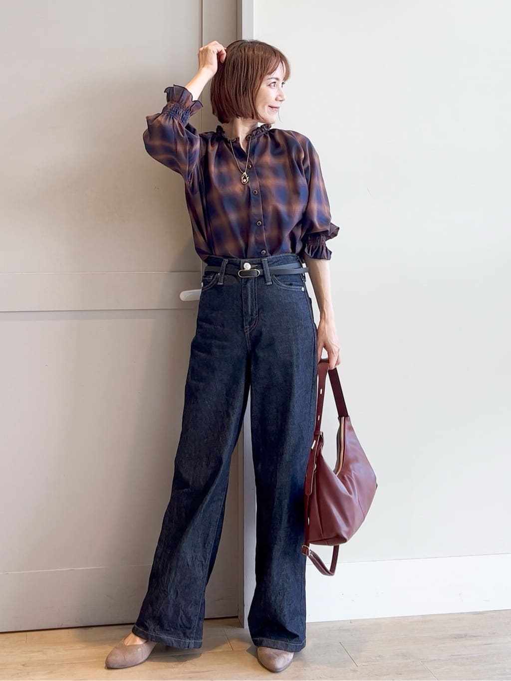 yamakoさんの「grove｜【SOMETHING&times;grove別注】LISAWIDE DENIM PANTS」を使ったコーディネート