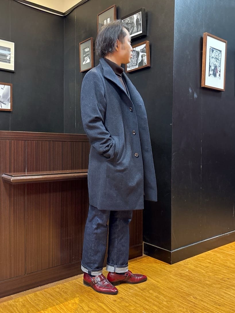 KEIさんの「TAKEO KIKUCHI｜【ウールカシミヤブレンド】ビーバー調 スタンドカラー コート」を使ったコーディネート