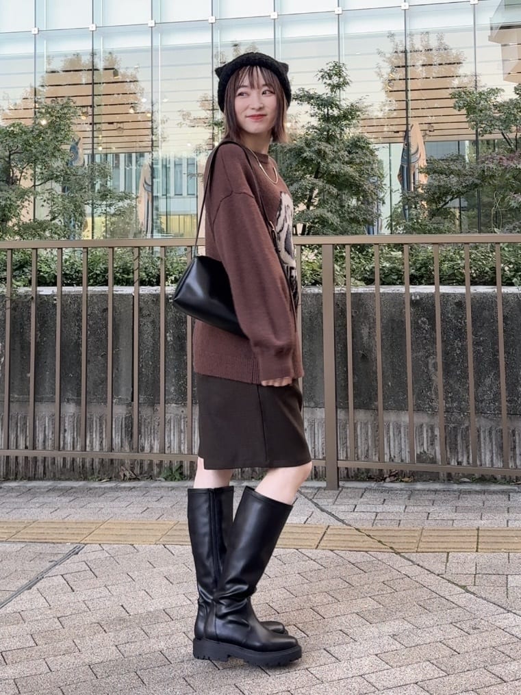 𝐜𝐡𝐢𝐤𝐚さんの「SHOO･LA･RUE｜ストレッチロングブーツ」を使ったコーディネート
