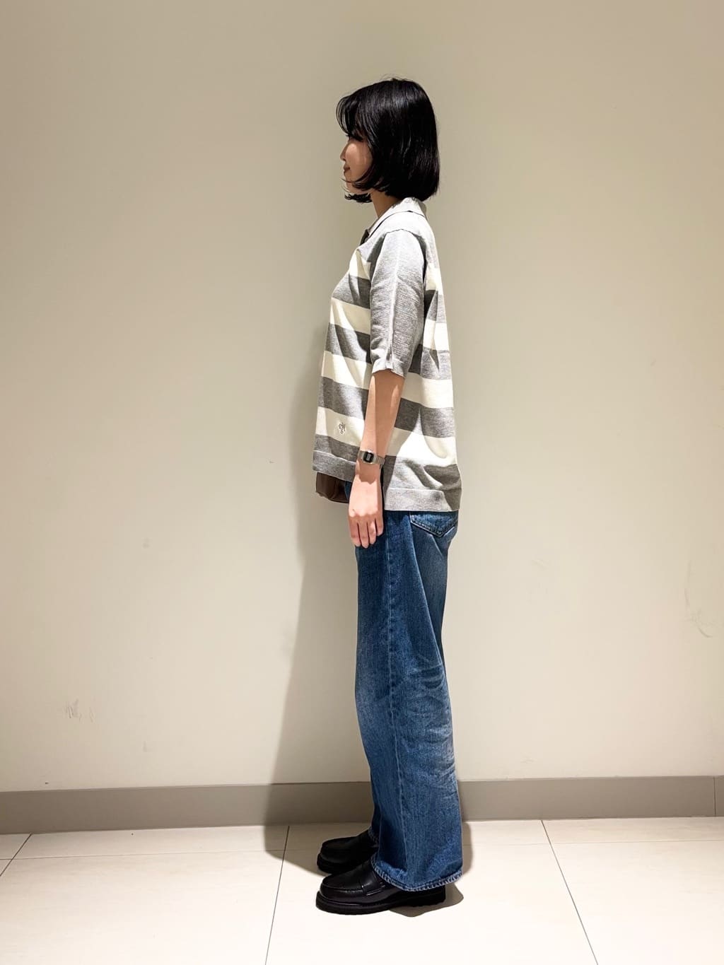 mayuさんの「Dessin｜【ユニセックス/洗える】ボーダーニットポロシャツ」を使ったコーディネート