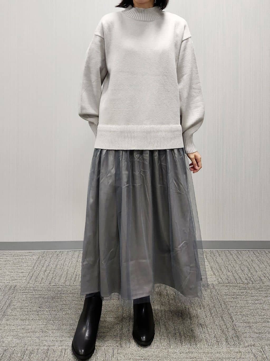 naraさんの「Dessin｜【洗える】ニットチュールドッキングワンピース」を使ったコーディネート