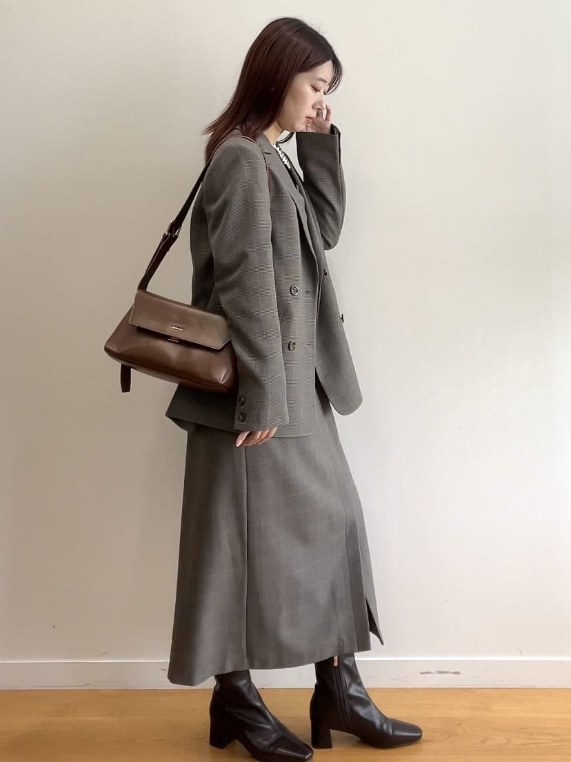 RINAさんの「OPAQUE.CLIP｜グレンチェックキャミワンピース／セットアップ対応可【洗濯機OK】」を使ったコーディネート