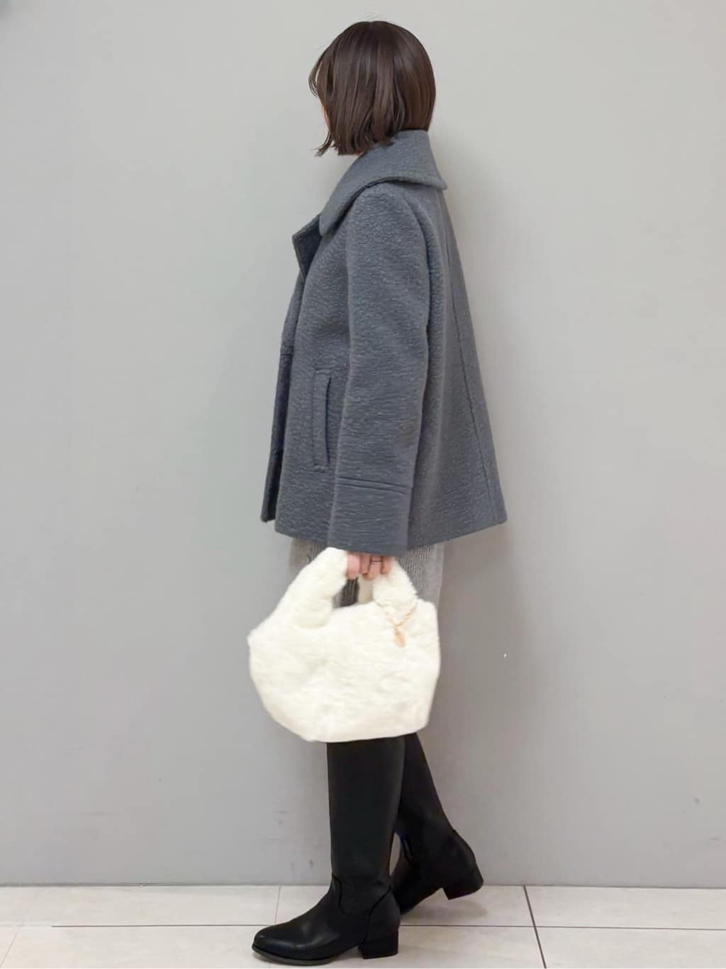 yさんの「OPAQUE.CLIP｜ウール混ケーブルスリーブミニワンピース【洗濯機OK】」を使ったコーディネート