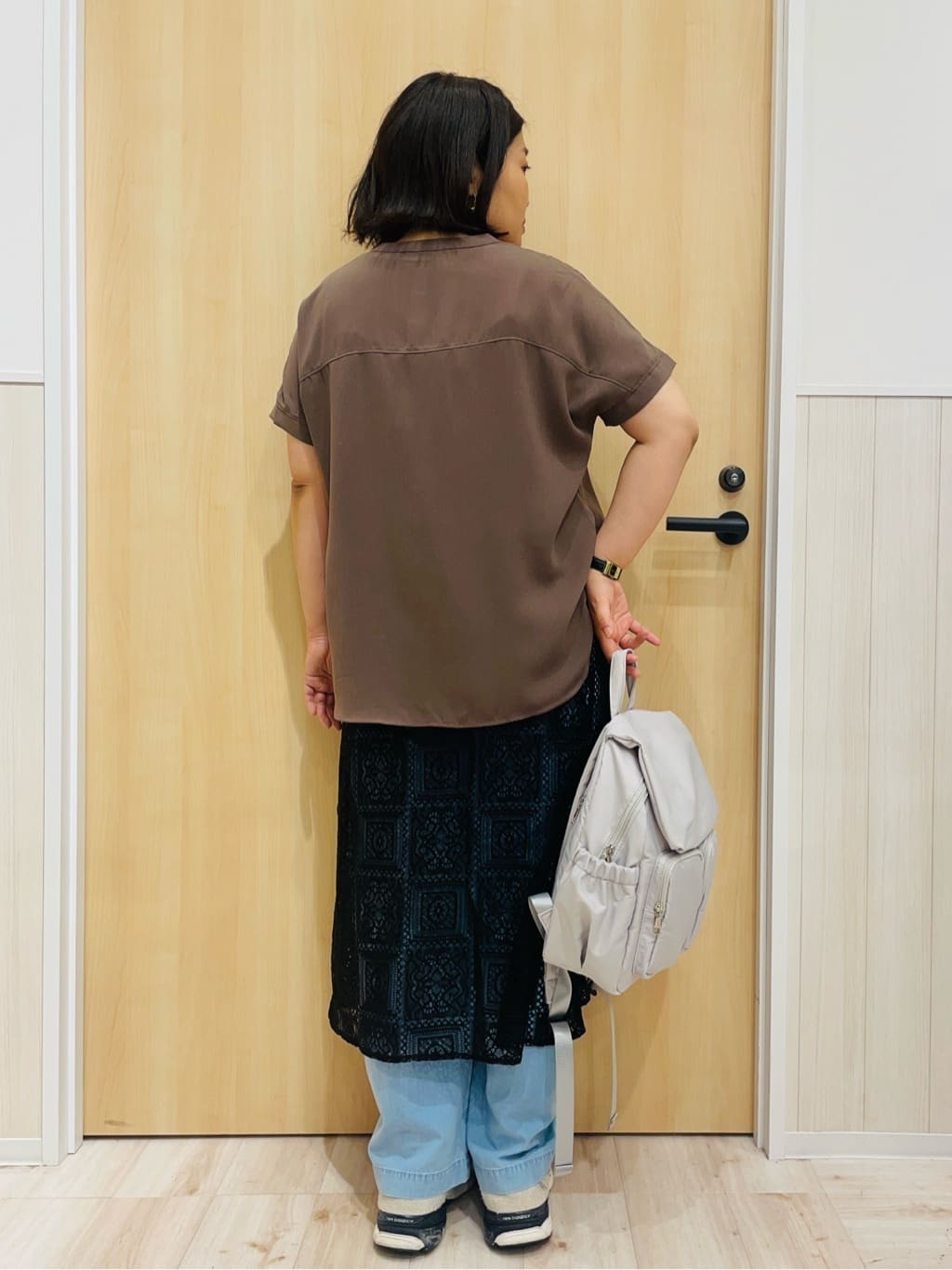すーさんの「SHOO･LA･RUE｜【洗える/プチプラ】大人の抜け感をプラスする バンドカラーシャツ」を使ったコーディネート