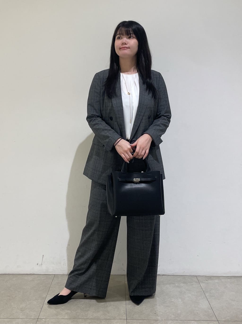 emikaさんの「INDIVI｜【洗える／オンオフ】チェック柄ダブルジャケット」を使ったコーディネート