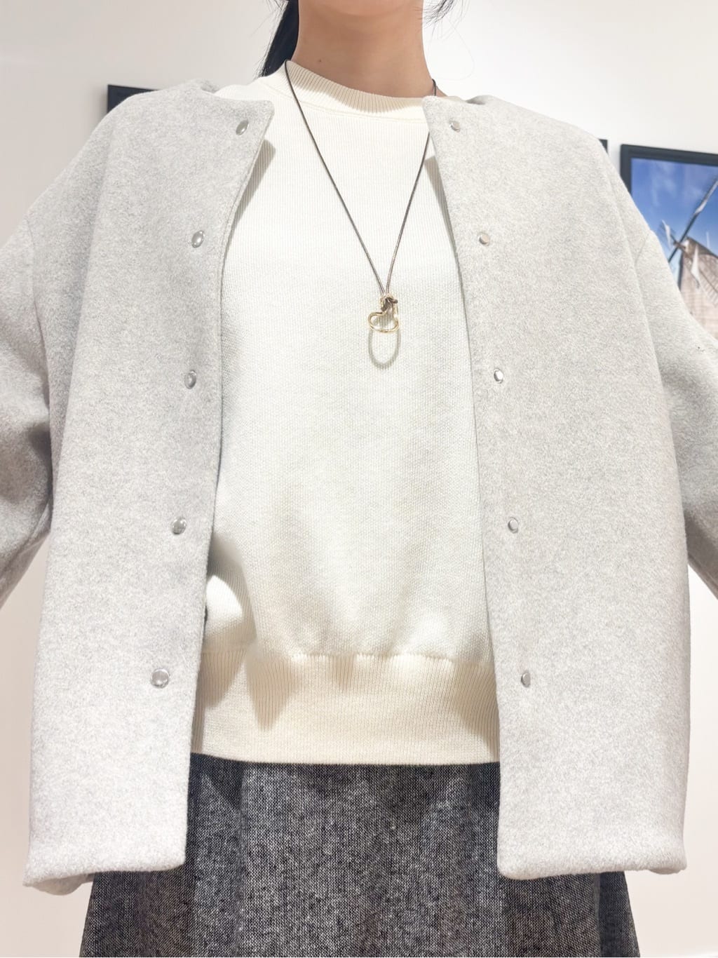 Ririkaさんの「Dessin｜【洗える】Dサガラ刺繍ワッペン付きニット」を使ったコーディネート