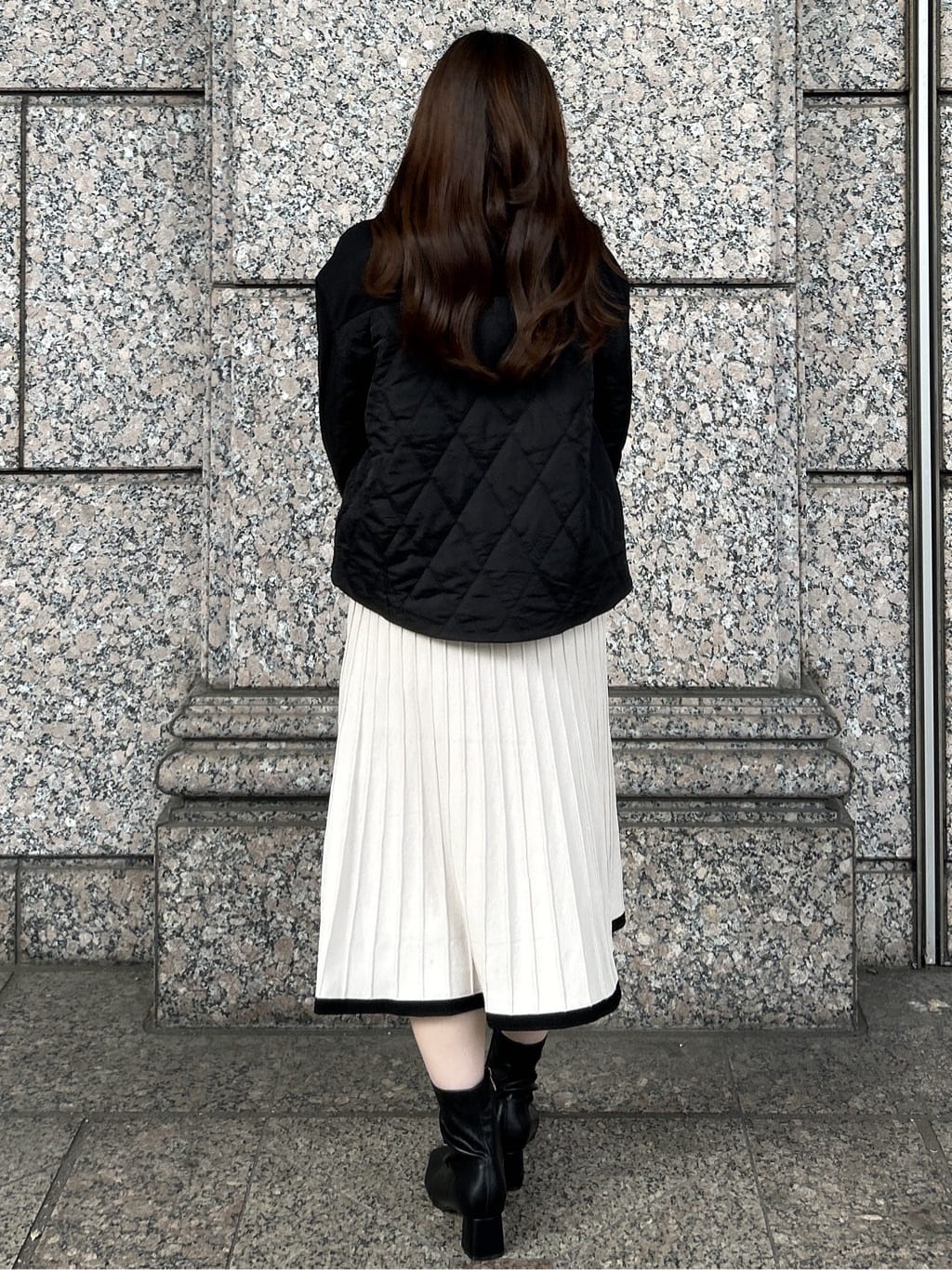 sayaさんの「OPAQUE.CLIP｜キルティング切替ノーカラーブルゾン【洗濯機OK】」を使ったコーディネート
