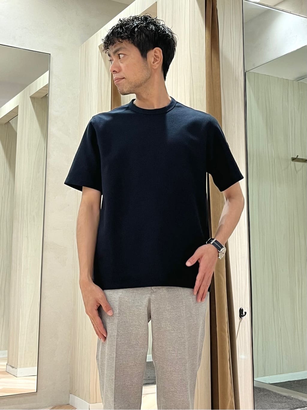 URAさんの「TAKEO KIKUCHI｜【抗菌防臭】COOL DOTS（R）ドビープリント ジャケット」を使ったコーディネート