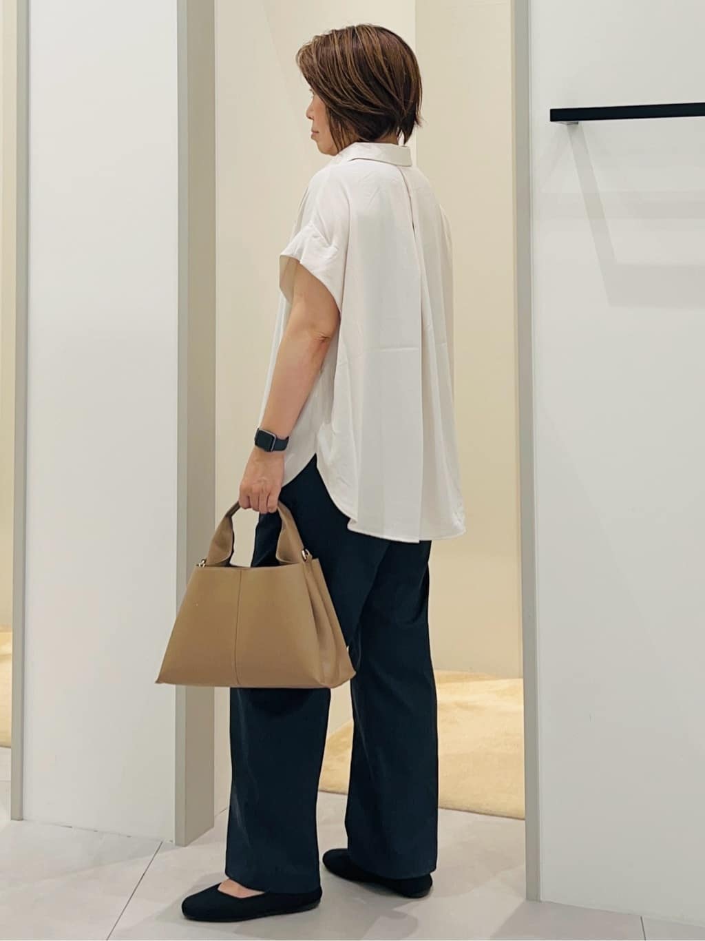 Naruさんの「THE SHOP TK｜コットンライクブラウス【接触冷感/洗濯機OK/UV/セットアップ可】」を使ったコーディネート